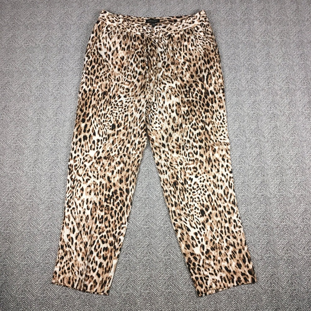 Banana Republic Womens Leopard Print Lyocell Drawstring Jogger Pants Tan Brown S